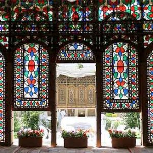 شیشه رنگی سنتی نقاشی شده ایرانی